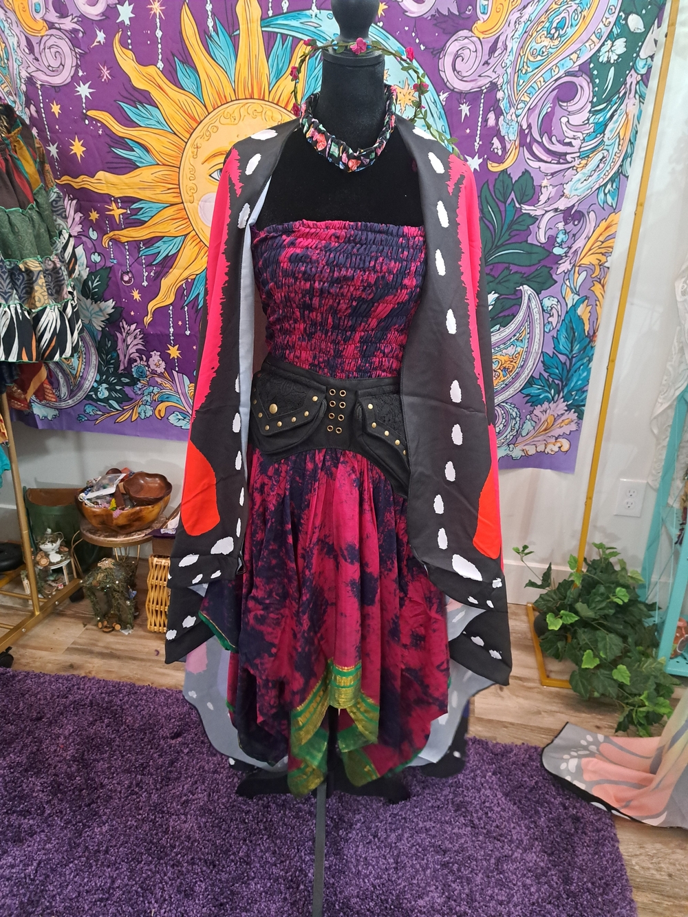 Magenta Mariposa – 100% Silk Fairy Outfit w/ Butterfly Cape, Utility Belt, Crown